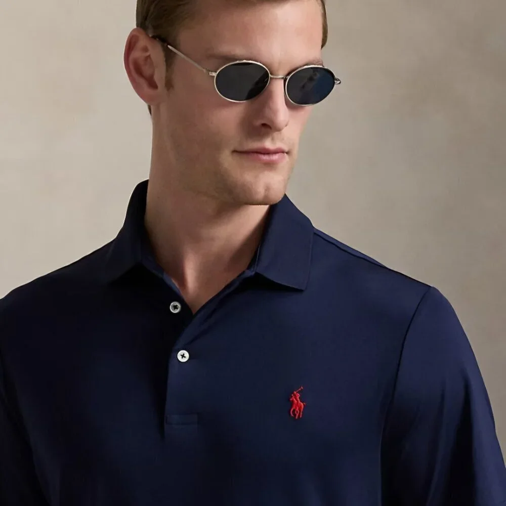 Ralph Lauren Polo golf navy Preppy blue shirt pink pony logo 2XL